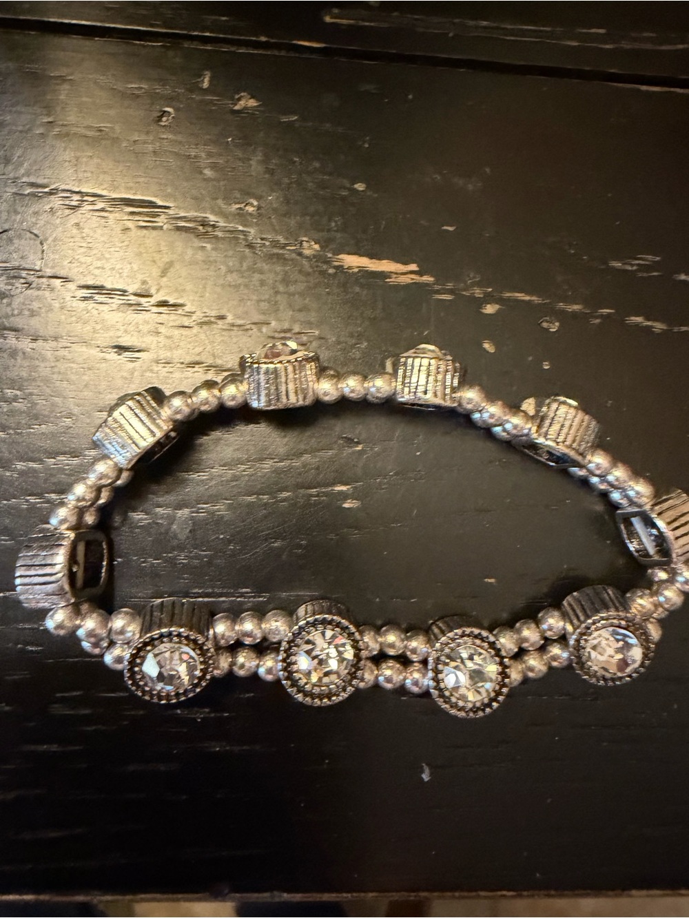 Silver Crystal Stretch Bracelet - Women's Sparkling Beaded Jewelry